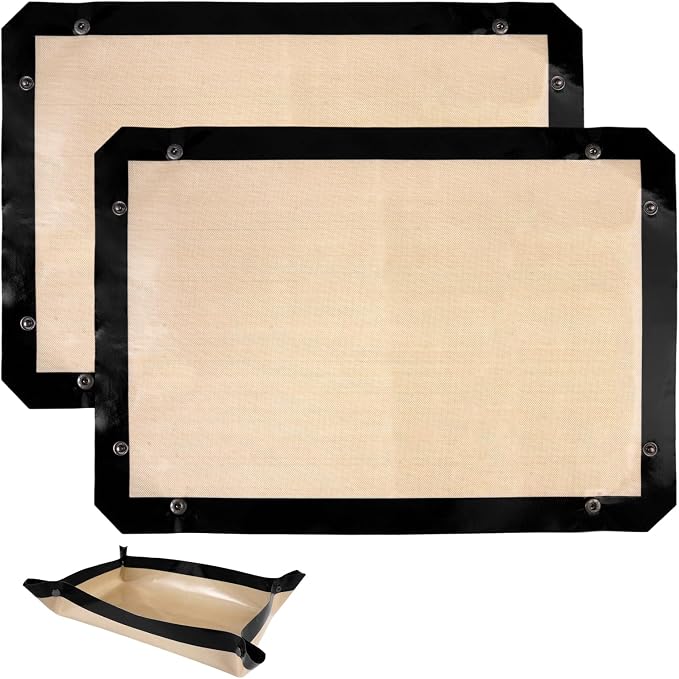 🥧 2-in-1 Silicone Baking Mat with Snap-Up Edges – Reusable Nonstick Oven Liner