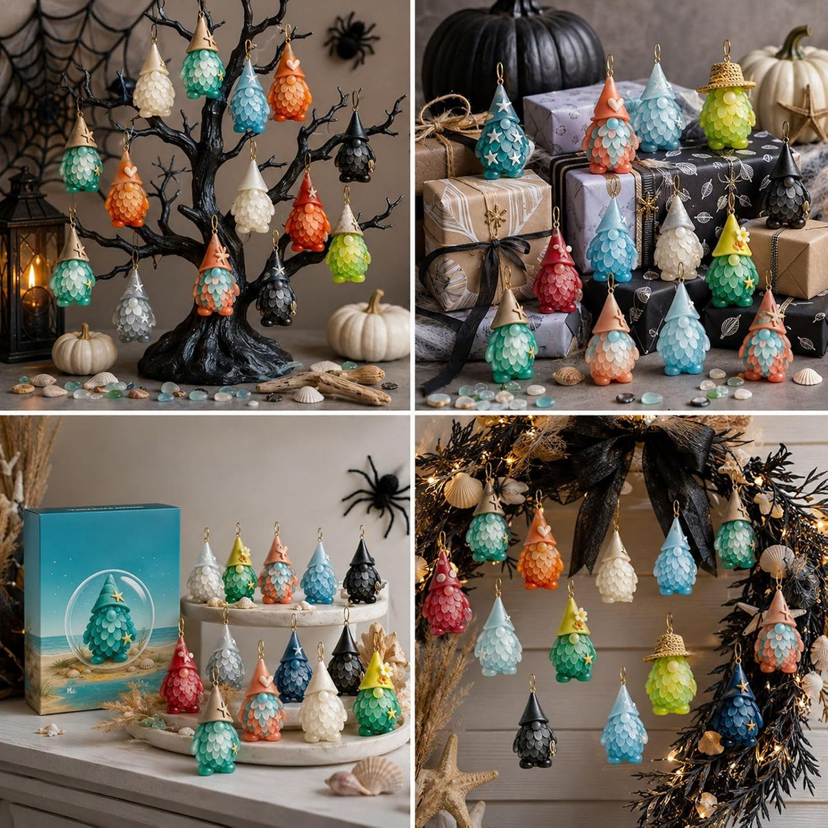 🎄🎅Sea Glass Gnome Advent Calendar 2026,24 Days Acrylic Marine Life Gnome Charms