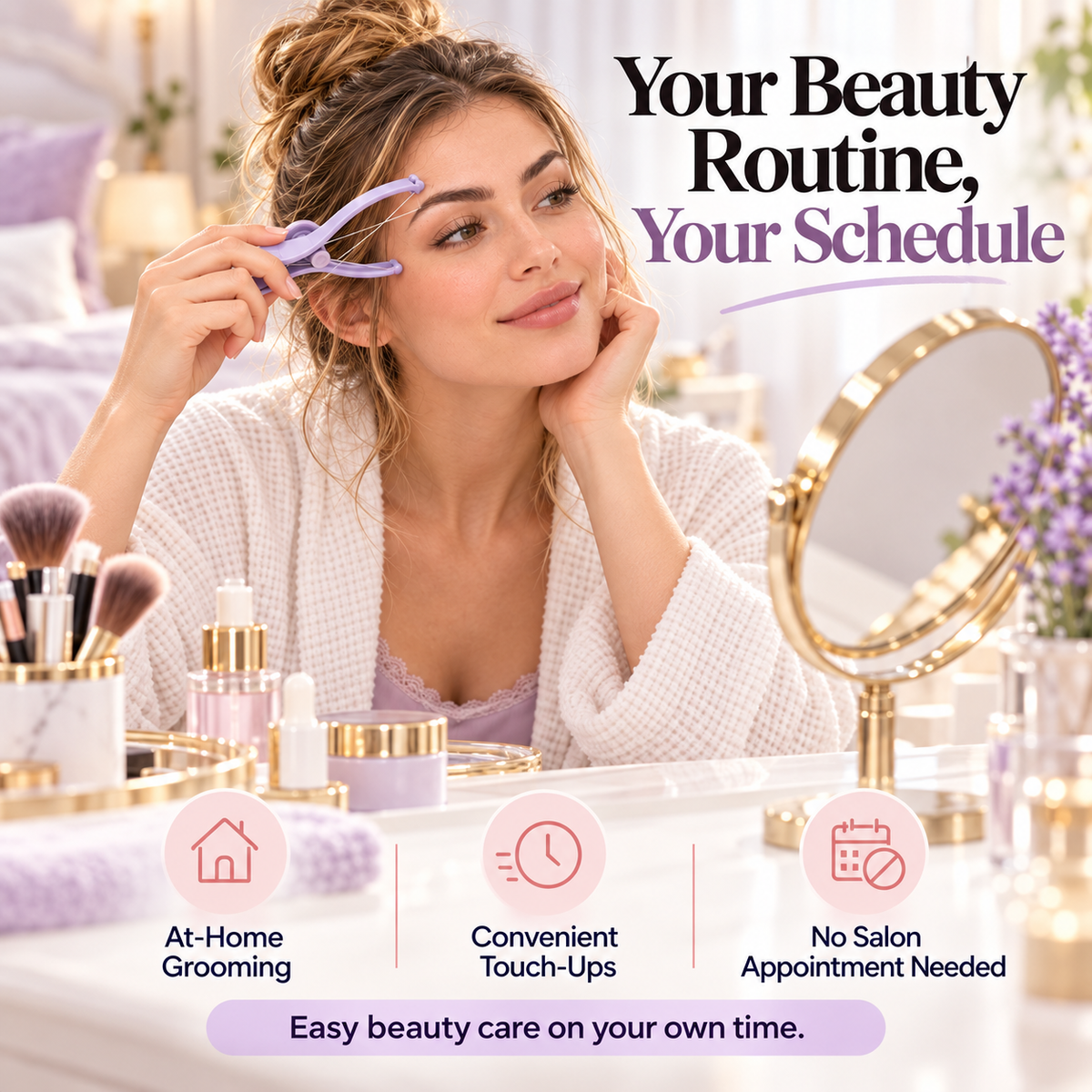 💜 Precise Brow Threading Tool – Easy At-Home Facial Hair Removal & Eyebrow Grooming