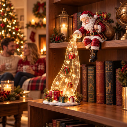 ✨ Christmas Resin Shelf Sitter Ornament with Cascading LED Lights | 6 Styles Available, Warm Festive Indoor Decoration for Family