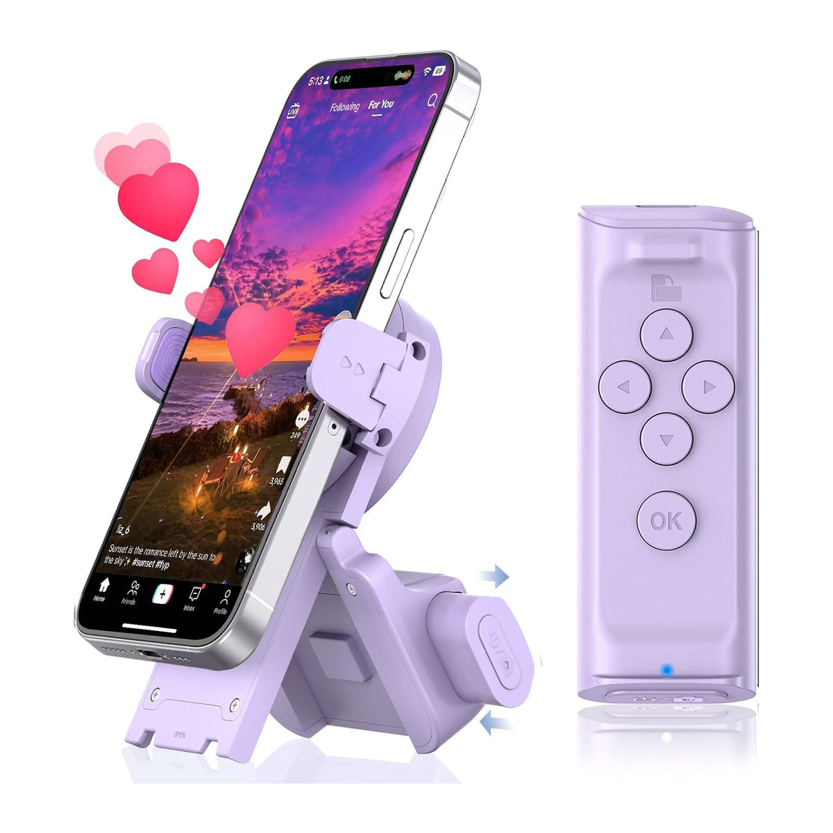 📱 Bluetooth Scrolling Remote & Phone Stand – Page Turner & Camera Shutter