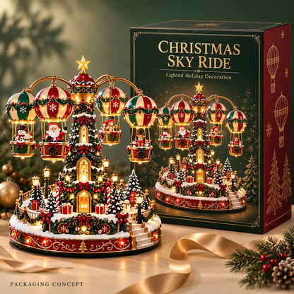 Christmas Sky Ride – Rotating Hot Air Balloon Christmas Village with Lights & Music 🎅🎄