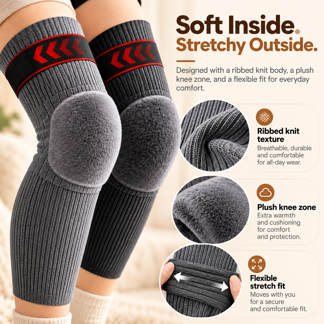 Ribbed knit and plush fleece texture