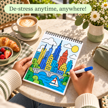 🥳2026 HOT SALE 🌿Trace-By-Groove Guided Flow Art Coloring Pad with Double-Sided Markers 🎨
