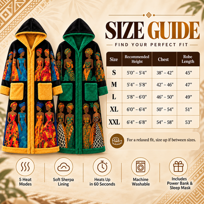 🔥 5-Mode Heated Sherpa Robe – Full-Length Wearable Warmth with Built-In Foot Pocket