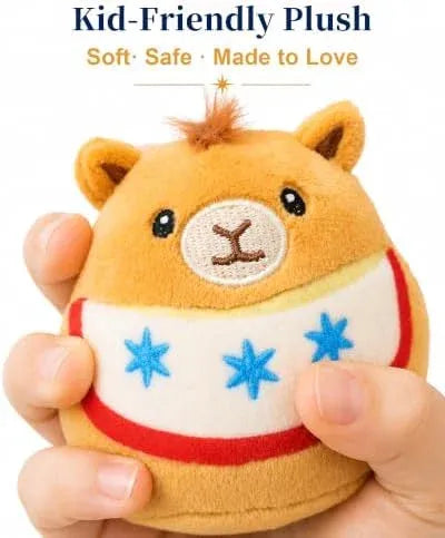 Close-up of soft embroidered Nativity animal plush
