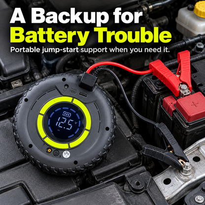 Portable Tire Inflator & Jump Starter – Compact Backup for Every Drive