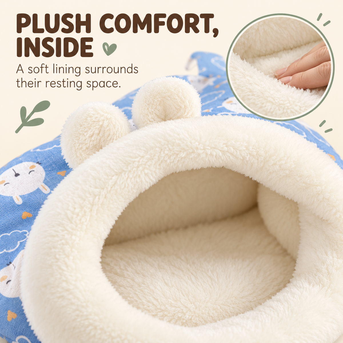 🐱🛏️Semi-Enclosed Hooded Pet Sleeping Bag Cave Bed