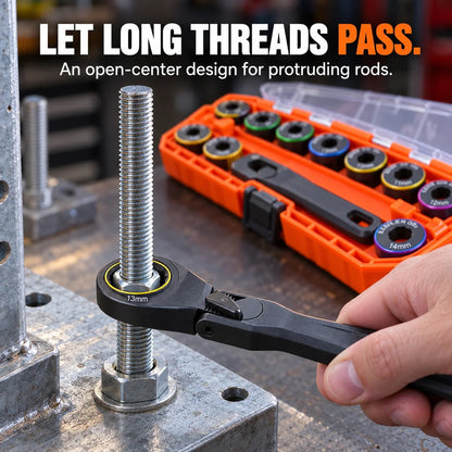 🔧🧰 Flex-Head Pass-Through Ratchet & Socket Set – Metric & SAE Sizes with Storage Case