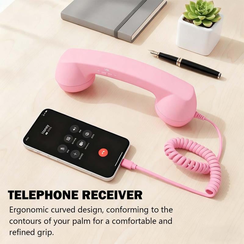 Pink retro wired telephone handset