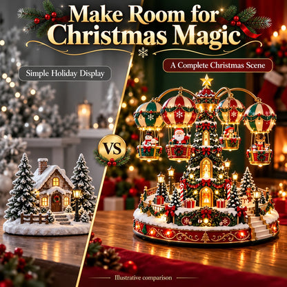 Christmas Sky Ride – Rotating Hot Air Balloon Christmas Village with Lights & Music 🎅🎄