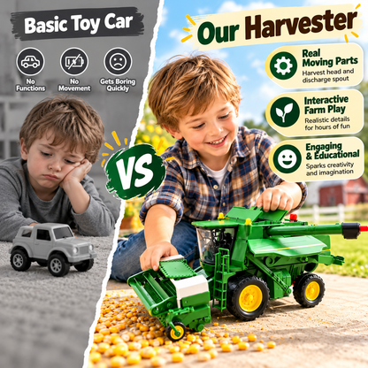 Interactive Farm Harvester Toy Car | Large Size Inertial Combine With Working Parts