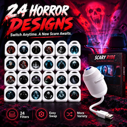 🔥24-Disc USB Car Interior Horror Projector Lamp
