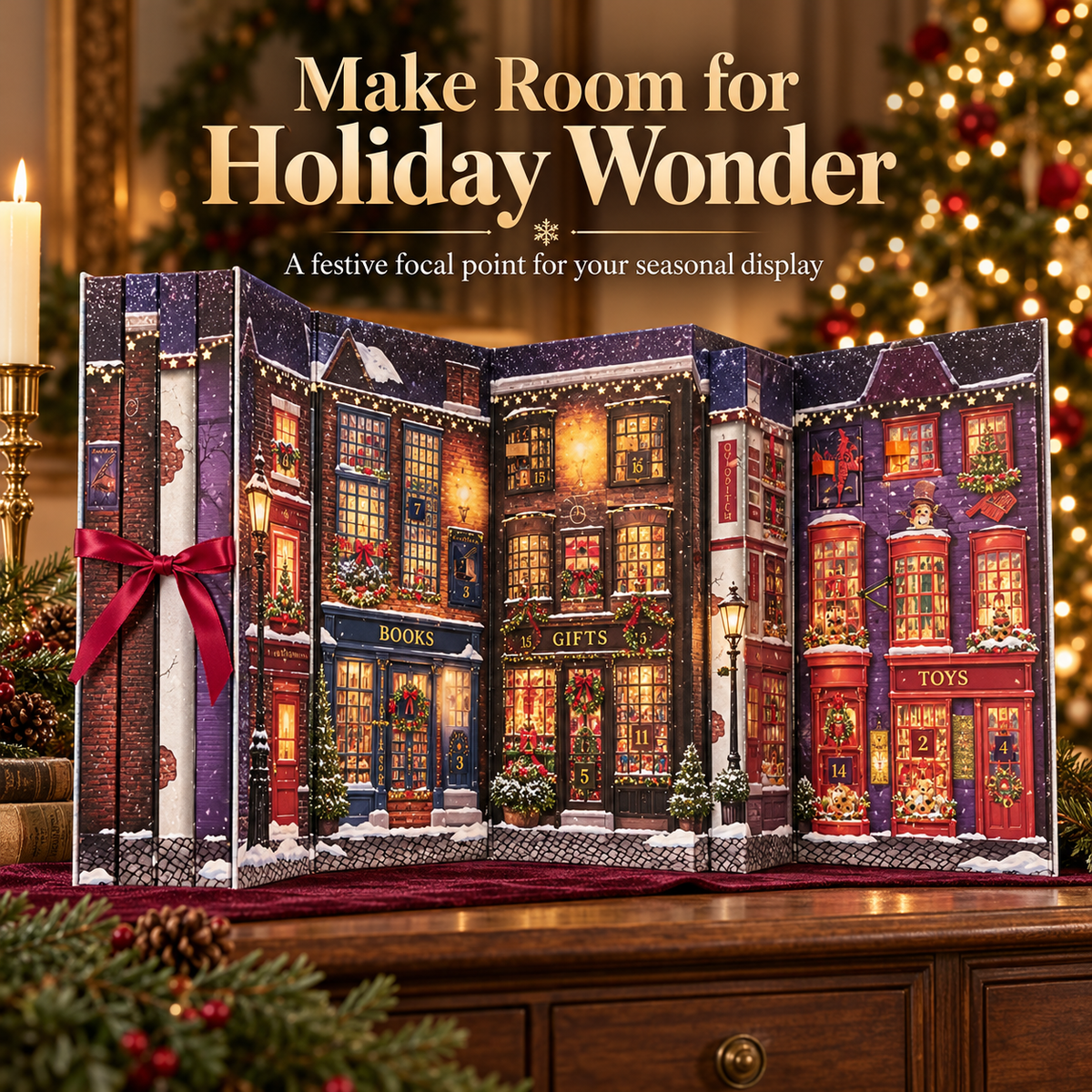 🎄 Christmas Book-Style Advent Calendar – Fold-Out Winter Village, Daily Holiday Surprises & Festive Shelf Décor 🎁✨