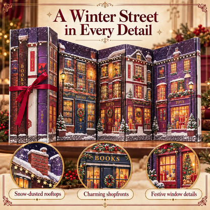 🎄 Christmas Book-Style Advent Calendar – Fold-Out Winter Village, Daily Holiday Surprises & Festive Shelf Décor 🎁✨