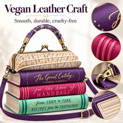 📚 Stacked Book Handbag – Vintage Book-Shaped Crossbody Purse for Book Lovers