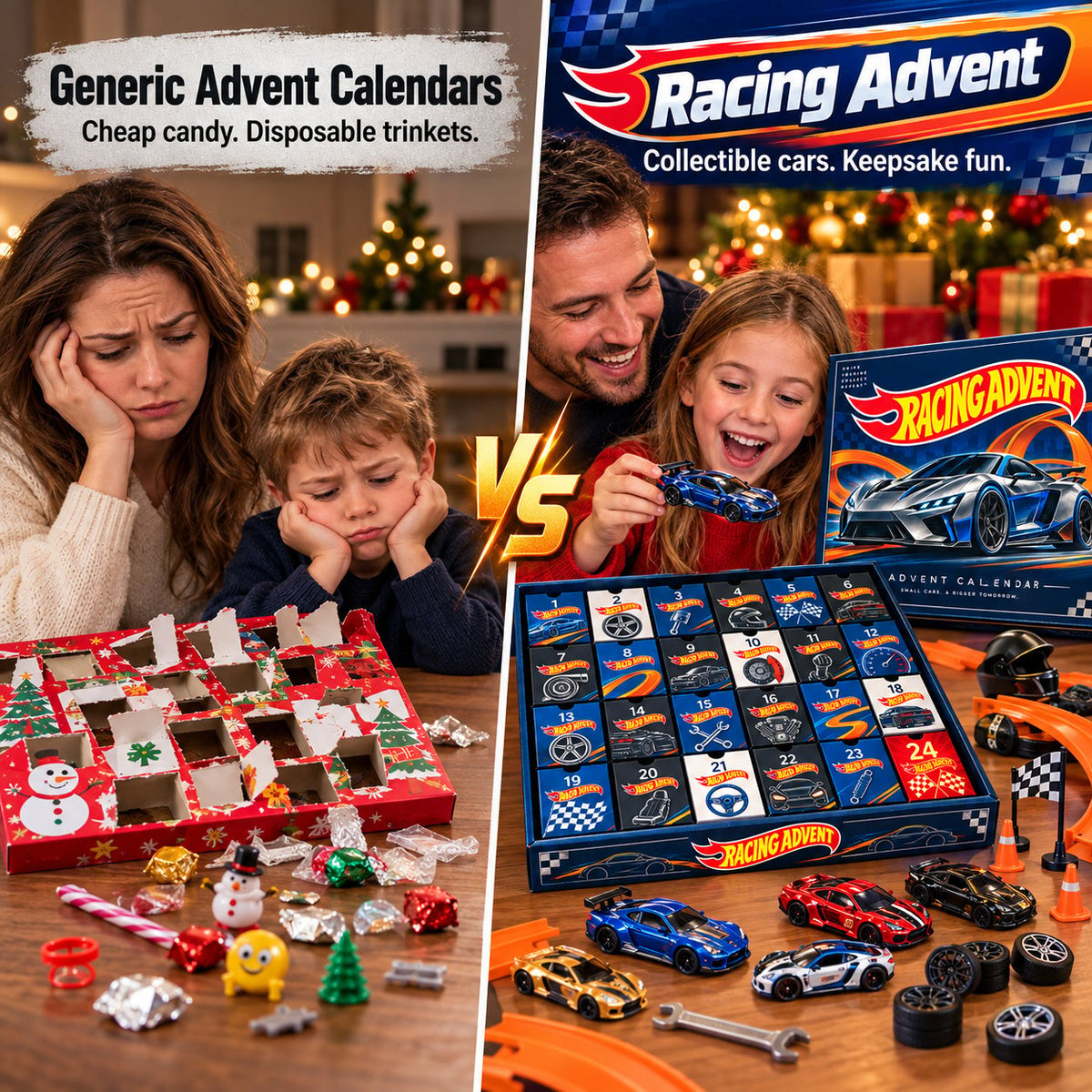 Die-Cast Racing Car Advent Calendar | 24 Day Garage Themed Holiday Countdown Box