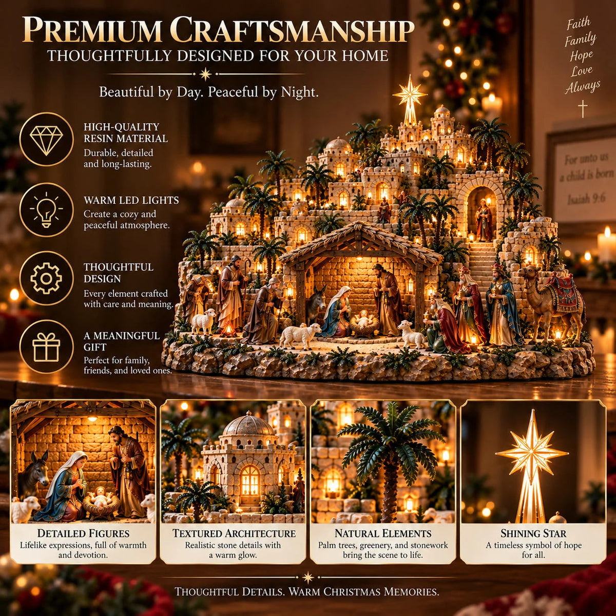 ✨ Remember the Night That Changed Everything! — The Holy Night of Bethlehem Illuminated Nativity Village