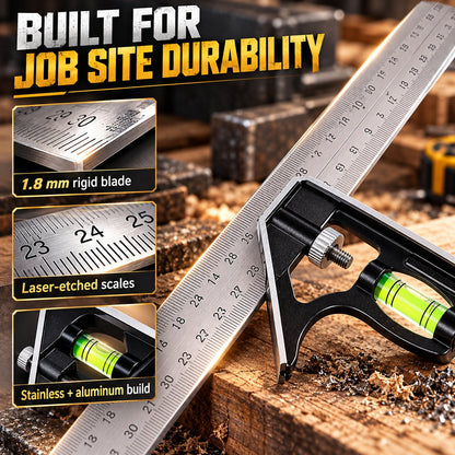 📐7-in-1 Heavy-Duty Combination Square & Precision Marking Gauge