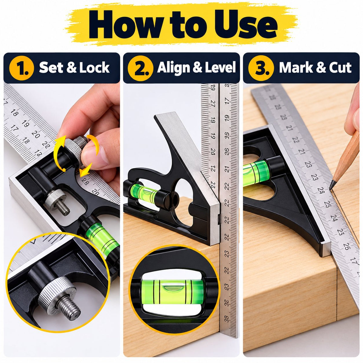 📐7-in-1 Heavy-Duty Combination Square & Precision Marking Gauge