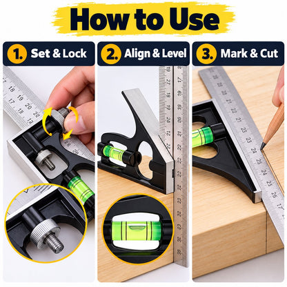 📐7-in-1 Heavy-Duty Combination Square & Precision Marking Gauge
