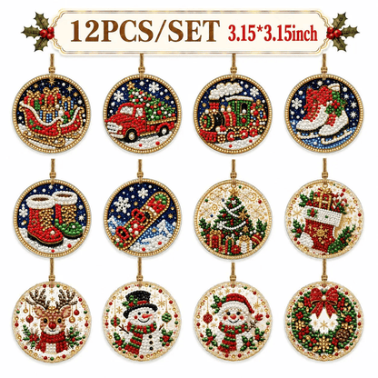 6Pcs/12Pcs Christmas DIY Diamond Painting Ornaments Kit