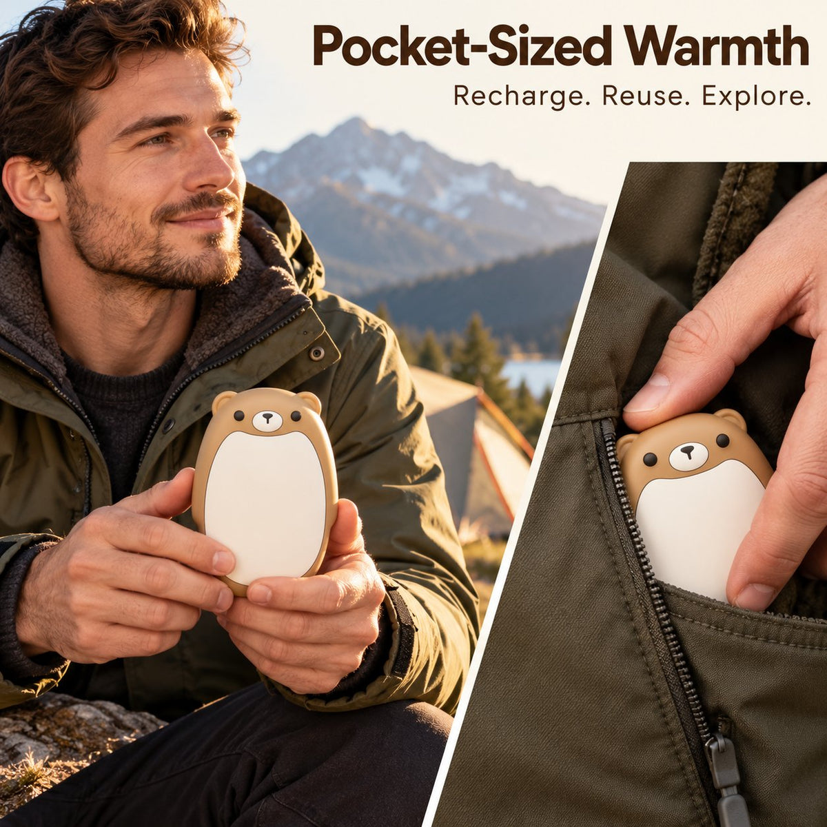 2-in-1 Magnetic Bear Hand Warmers