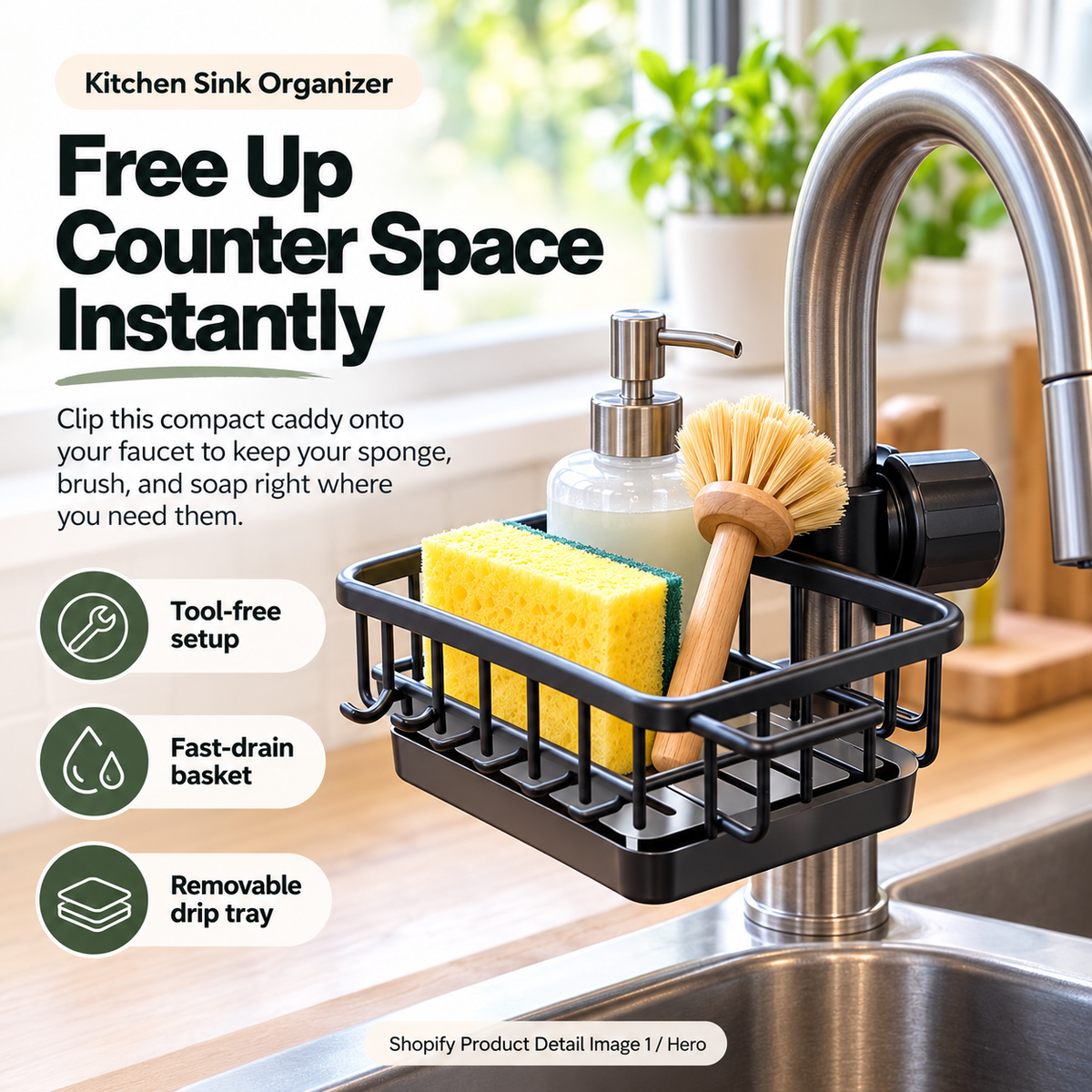 🧽✨Faucet-Mounted Kitchen Sink Organizer