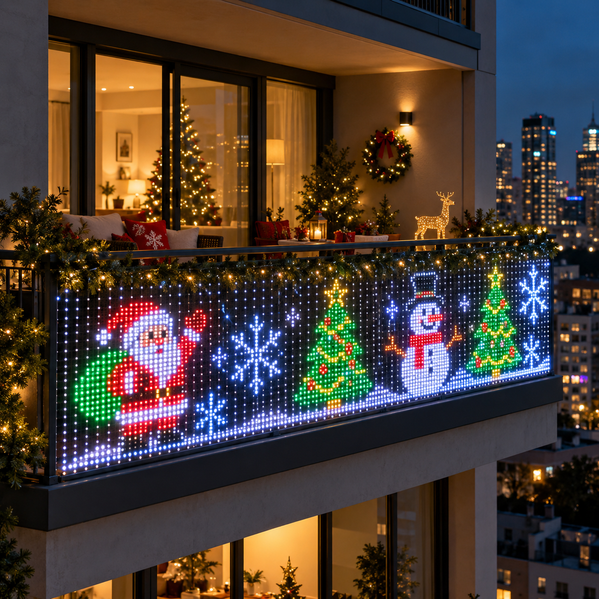 🎄 Turn Your Balcony Into a Christmas Show – Smart Animated Pixel Curtain Lights🎅