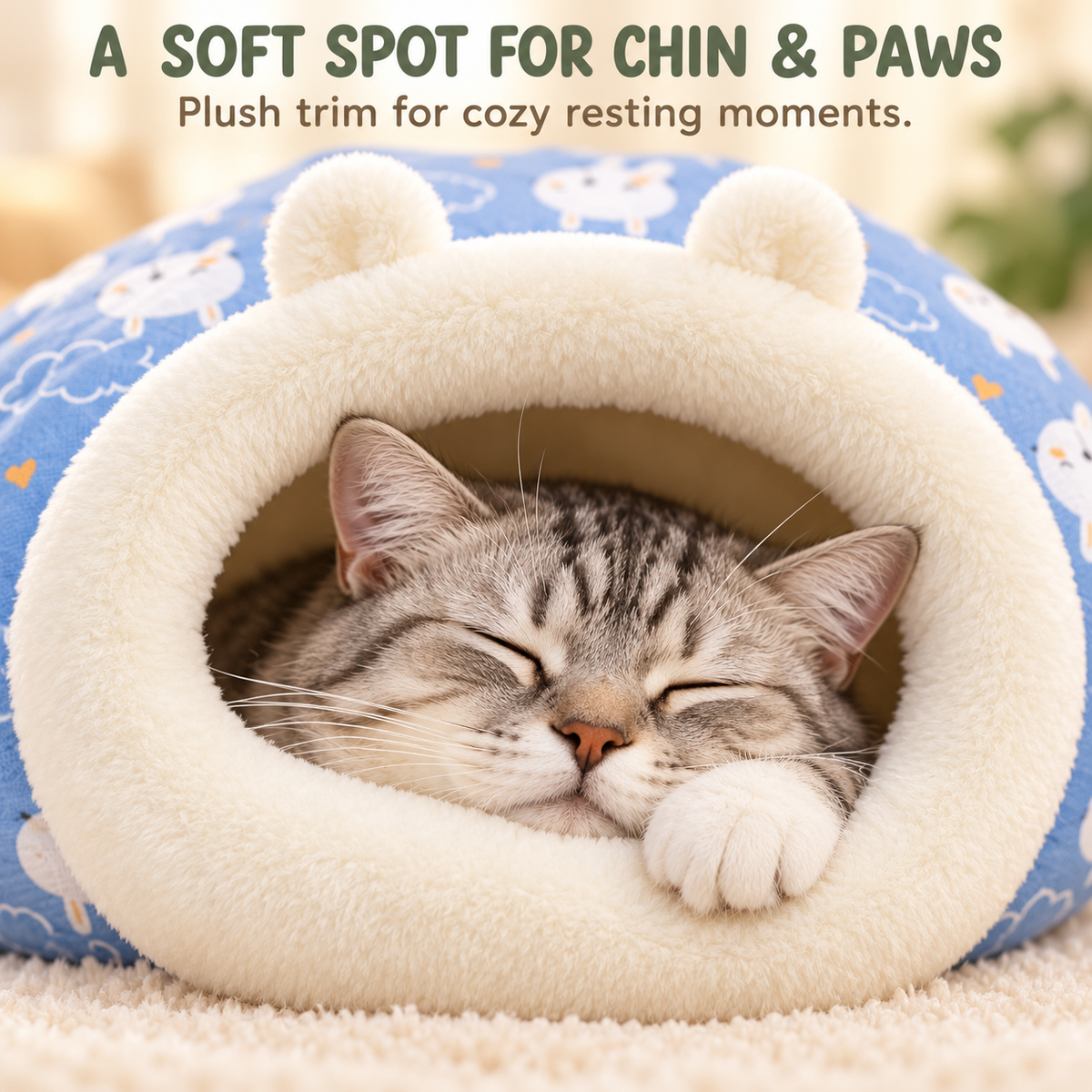 🐱🛏️Semi-Enclosed Hooded Pet Sleeping Bag Cave Bed