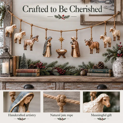✝️🎄Handcrafted Wooden Nativity Garland