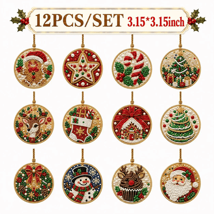 6Pcs/12Pcs Christmas DIY Diamond Painting Ornaments Kit