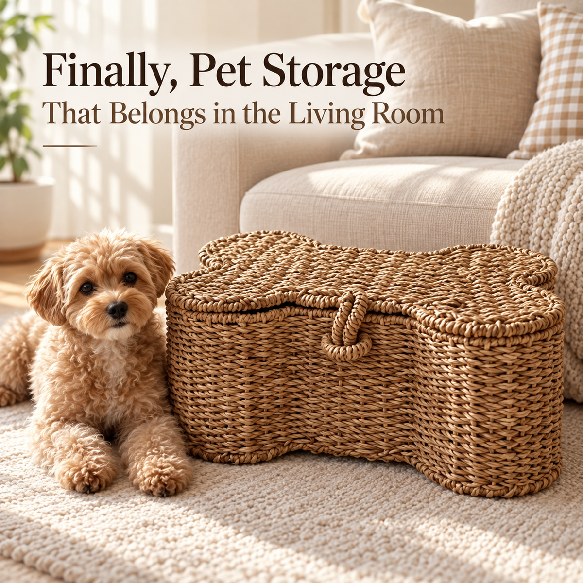 🐾 Finally, Dog Toy Storage That Belongs in the Living Room – Handwoven Bone Basket
