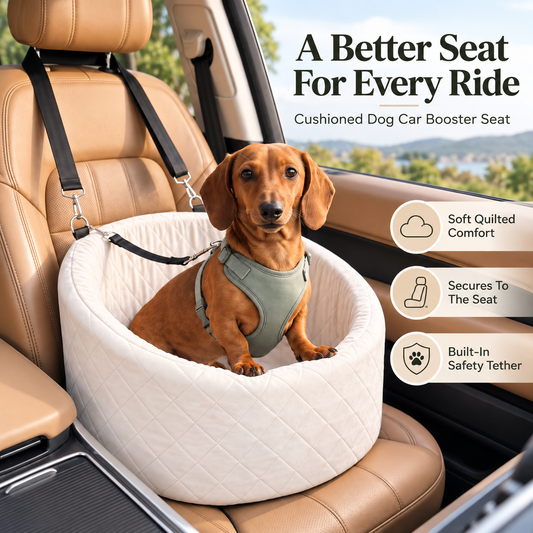 Elevated Dog Car Seat with Built-In Safety Harness