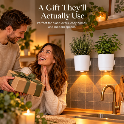 🌿 LED Wall Planter with Warm Ambient Light – Modern Space-Saving Indoor Plant Holder