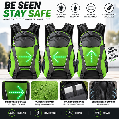 🚴 LED Signal Cycling Backpack | 15L Handlebar Remote Riding Pack