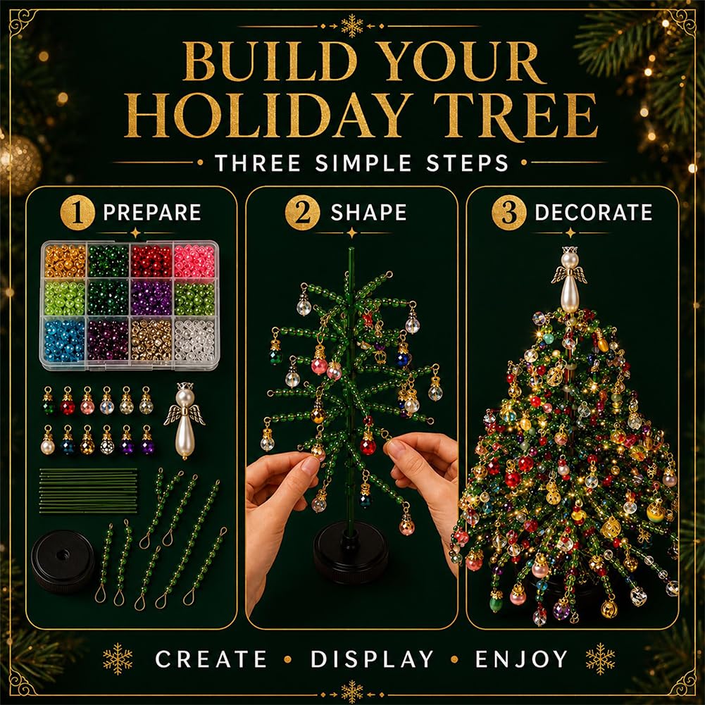 🔥Christmas Sale🎁🎄✨ DIY Beaded Christmas Tree Kit – 🎅Create Your Own Sparkling Holiday Decoration
