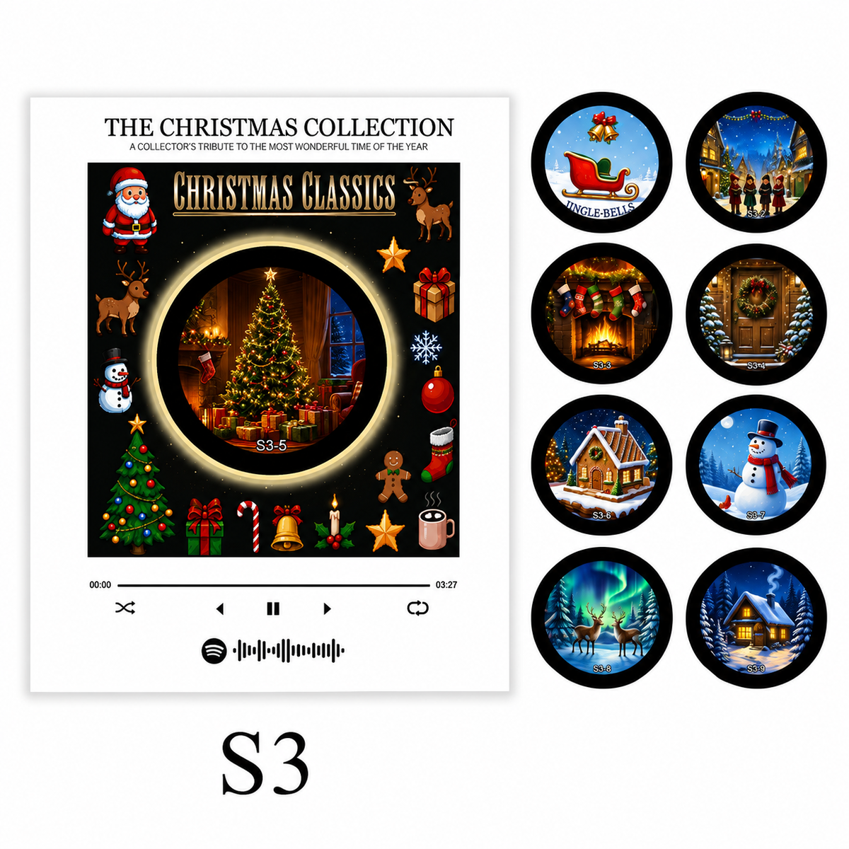 Christmas Vinyl Player Fridge Record NFC Magnetic Music Box Set
