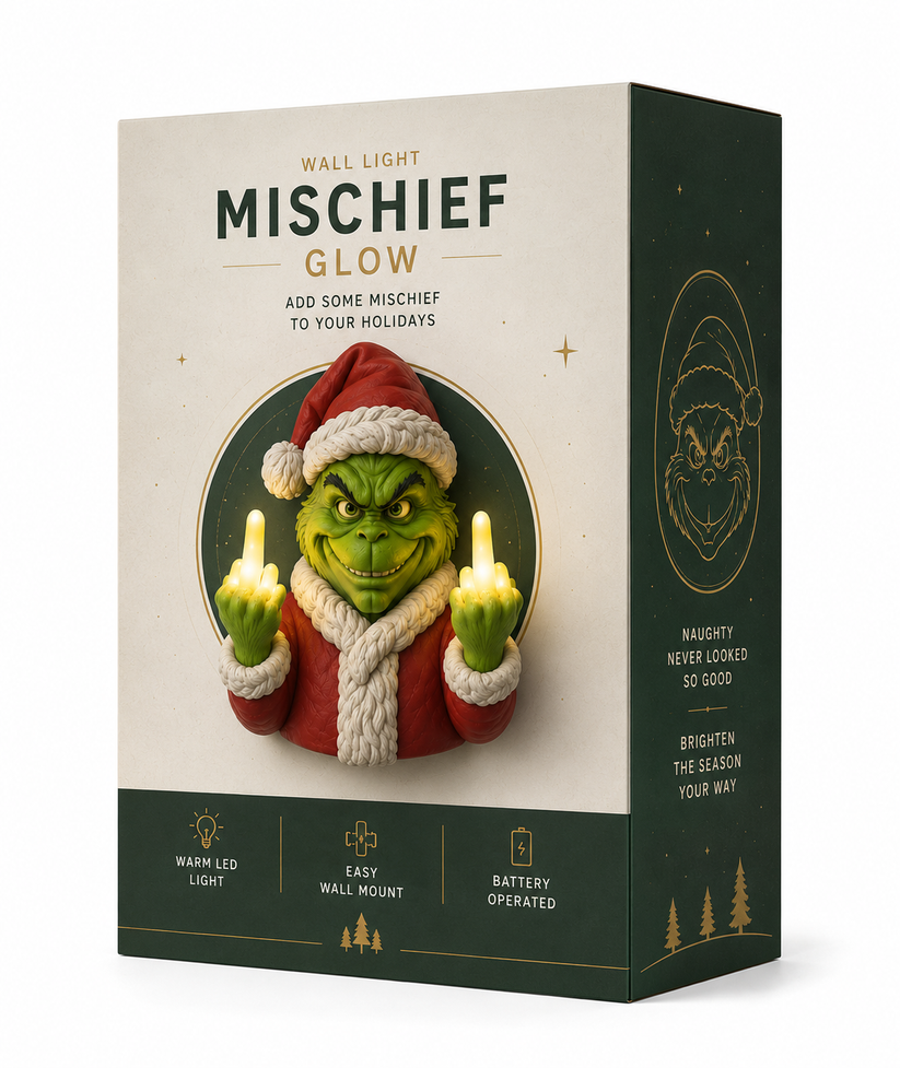 😍Funny Grinch Christmas Wall Lamp – Festive Holiday Home Decor