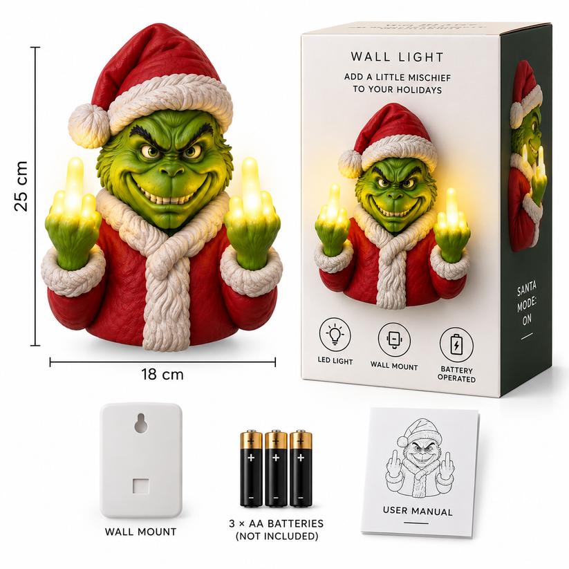 😍Funny Grinch Christmas Wall Lamp – Festive Holiday Home Decor