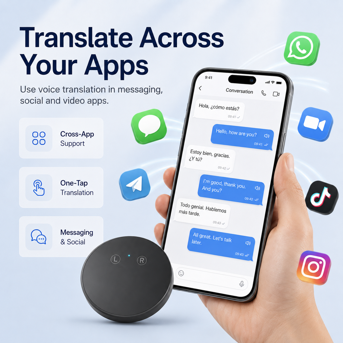 AI Pocket Translator – Real-Time Two-Way Voice Translation in 165+ Languages