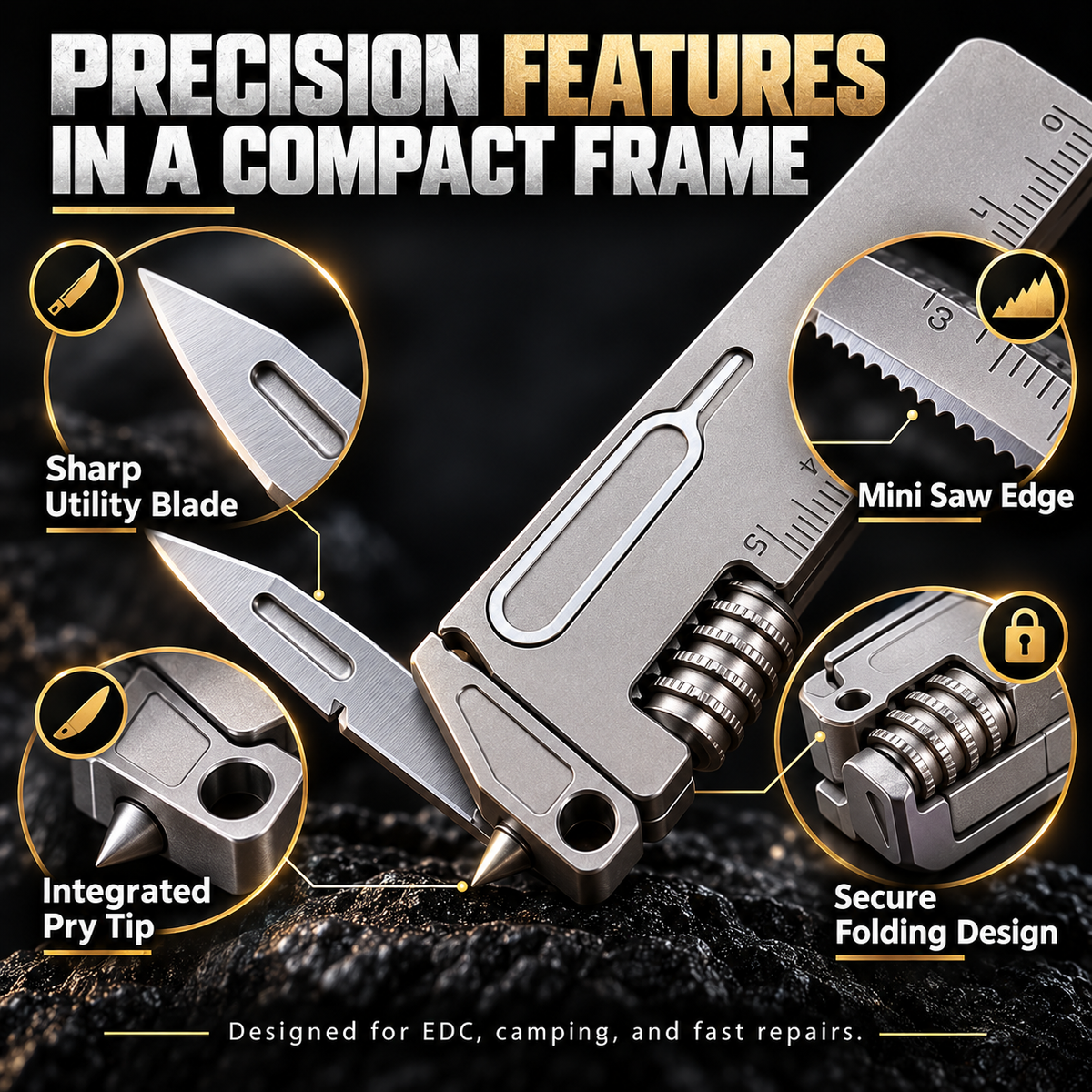 Titanium 10-in-1 Pocket Multi-Tool for Everyday Carry