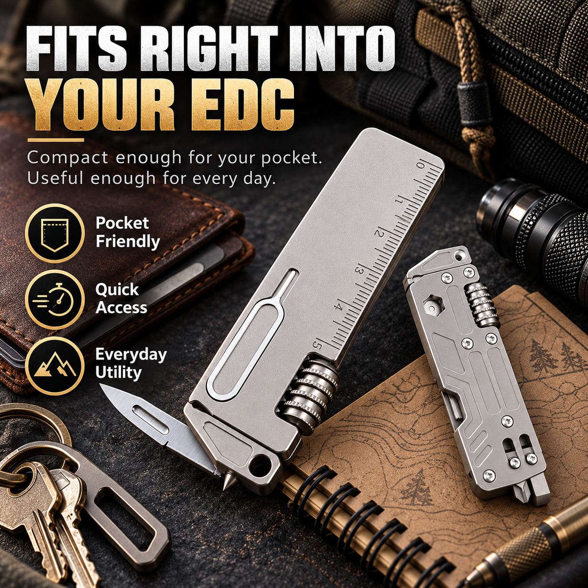 Titanium 10-in-1 Pocket Multi-Tool for Everyday Carry