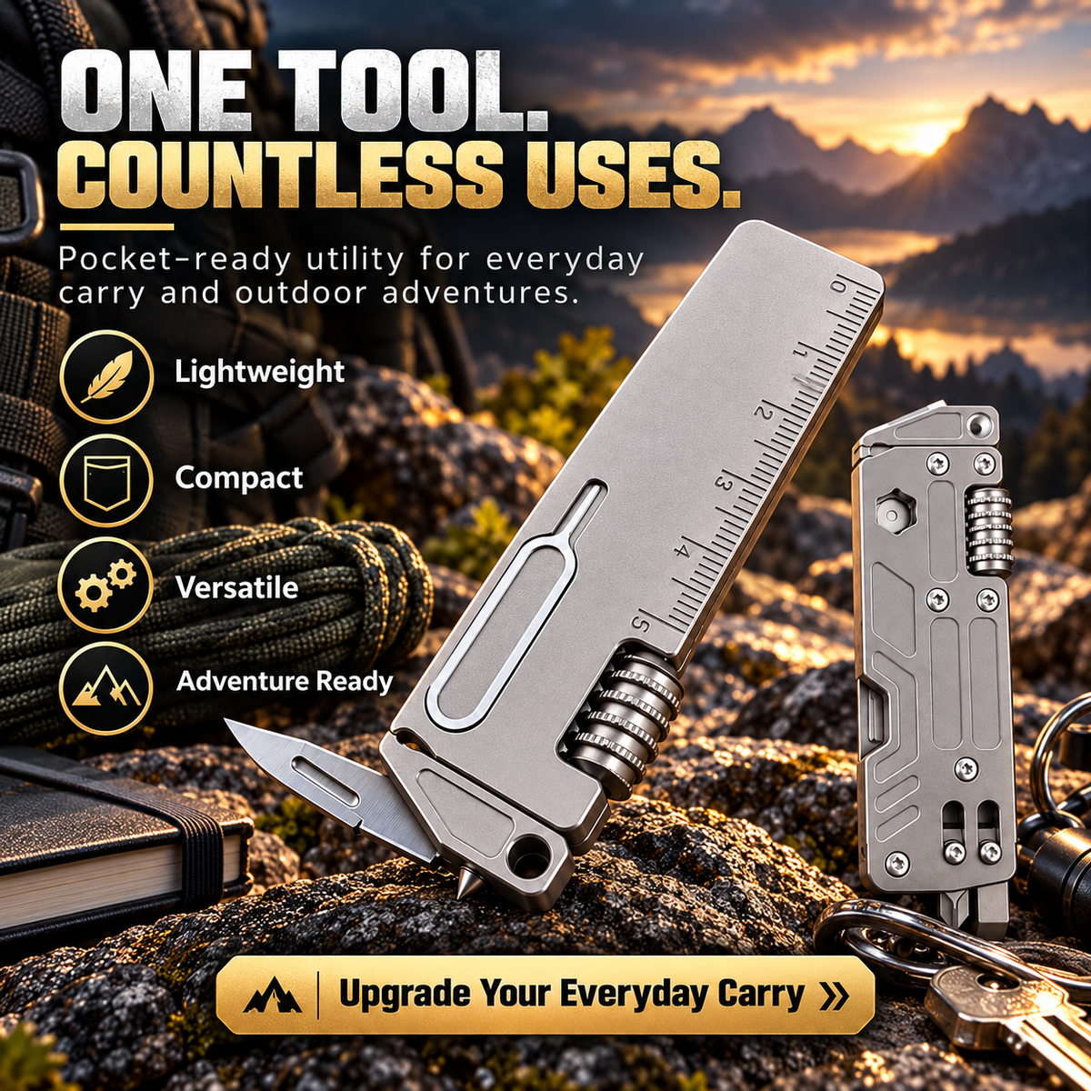 Titanium 10-in-1 Pocket Multi-Tool for Everyday Carry