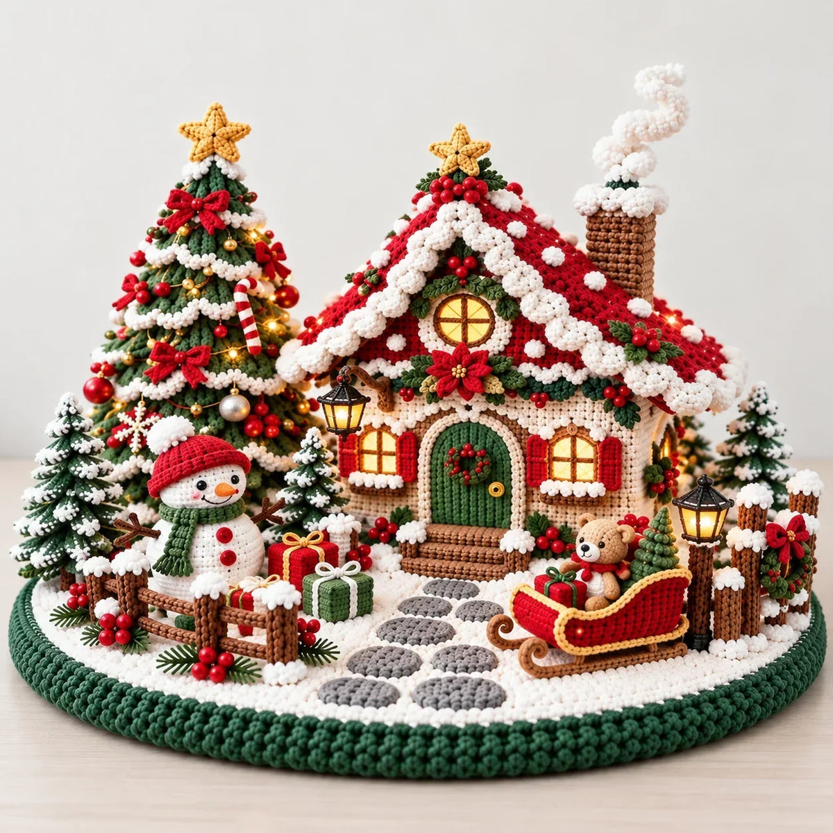 Häkelanleitung für ein weihnachtliches Winterdorf mit Chalet – Amigurumi