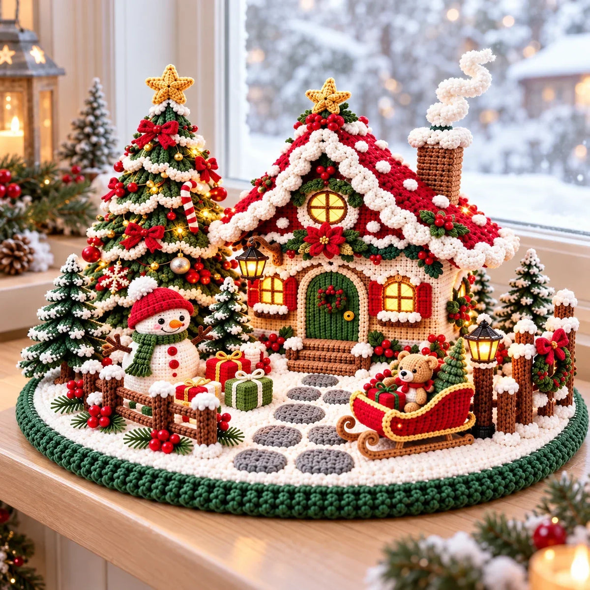 Häkelanleitung für ein weihnachtliches Winterdorf mit Chalet – Amigurumi