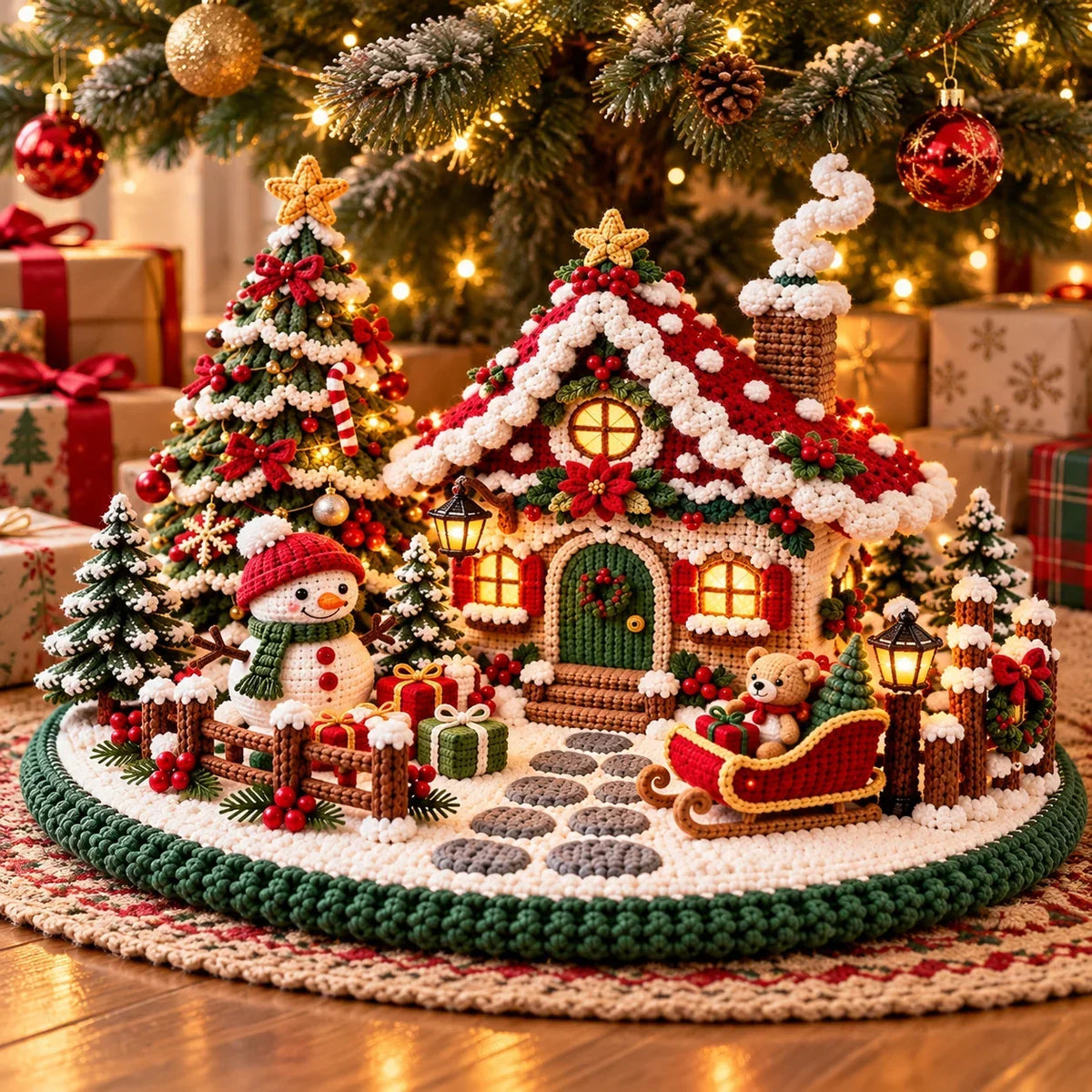 Häkelanleitung für ein weihnachtliches Winterdorf mit Chalet – Amigurumi