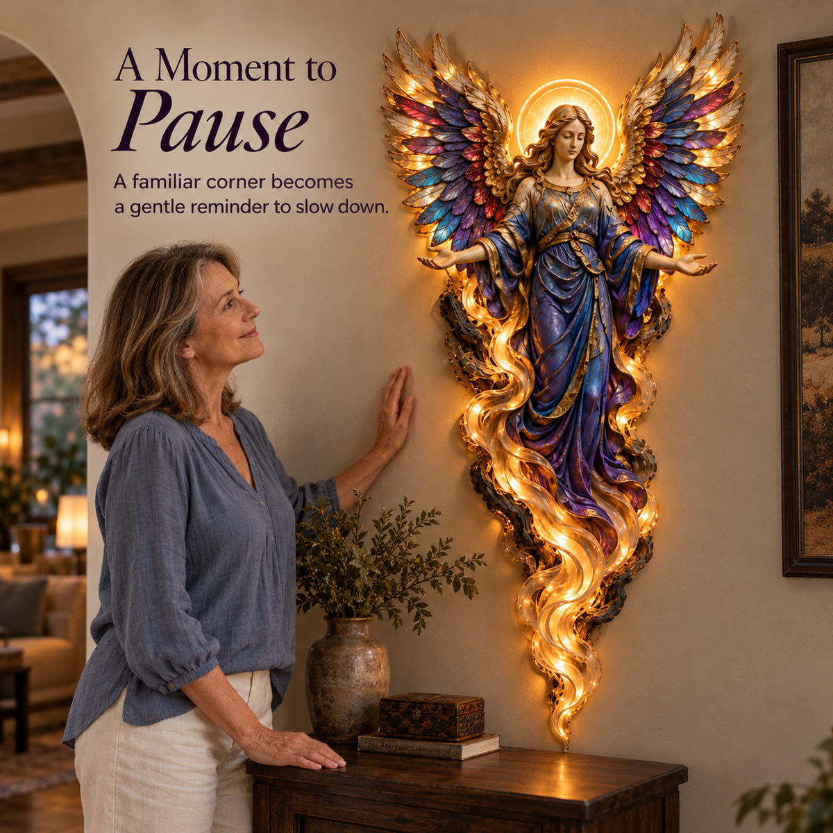 🪽 Lighted Angel Wall Sculpture – A Daily Reminder of Faith