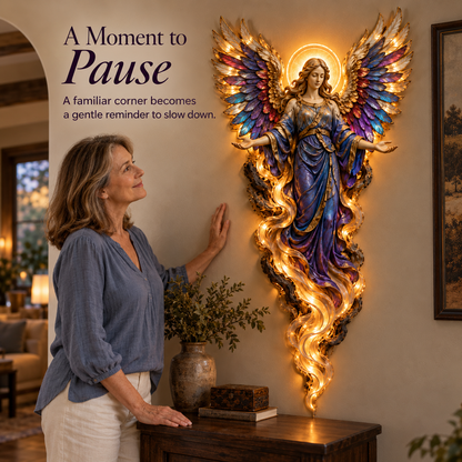 🪽 Lighted Angel Wall Sculpture – A Daily Reminder of Faith