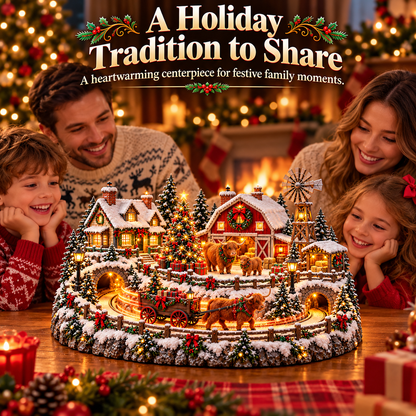 🐮 Animated Highland Cow Christmas Village | Lighted Farmhouse Holiday Décor